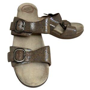 Dansko Brown Buckle Strap Open Toe Wedge Sandals Size 9.5